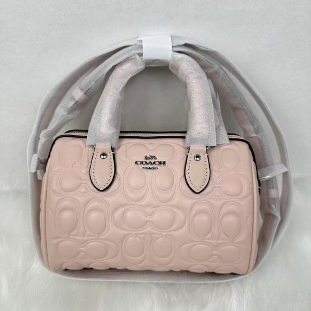 Coach Mini Rowan Crossbody Bag In Signature Leather In Blush